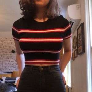 Striped ribbed crop top